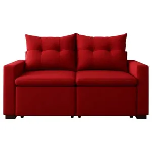 Sofá 3 Lugares Marjom Montreal Veludo Paris Vermelho (MP)