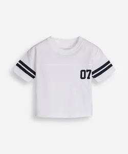 camiseta de algodão infantil manga curta listrada off white 3