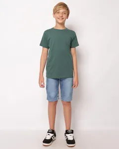 Bermuda Jeans Juvenil Reta Estonada Azul 14