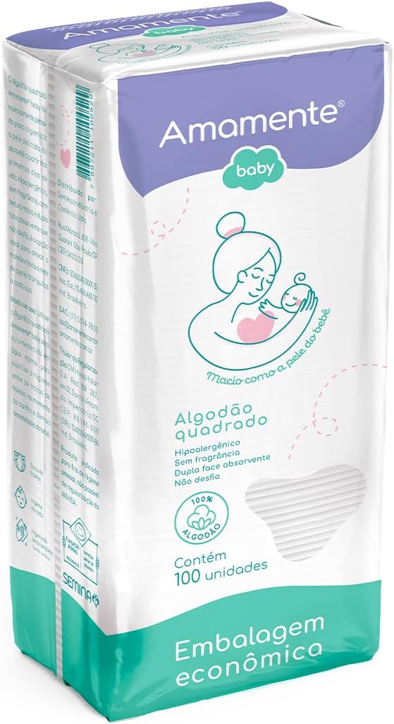 Algodão Amamente Baby Quadrado com 100 Unidades
