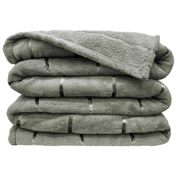 Cobertor Manta Fluffy Casal Queen 2,40m x 2,20m Listras Super Macio - Cinza