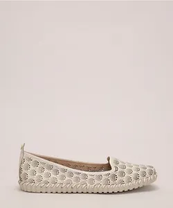 sapatilha feminina de couro com laser cut bottero off white 34