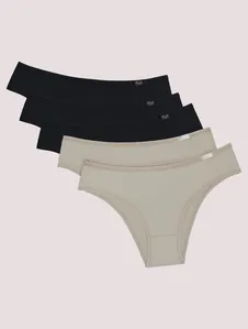 Kit de Calcinhas Mini Classic - 5 und MINK/PRETO M