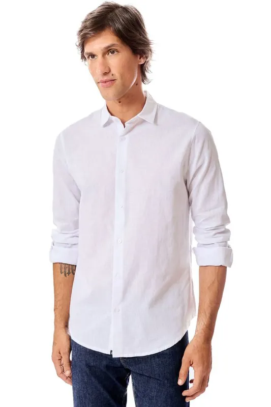 Camisa Linho Manga Longa Branca BRANCA/GG