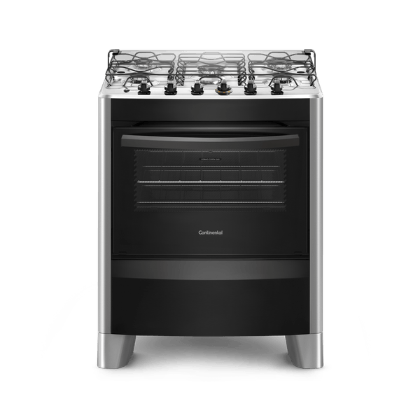 Fogão 5 Bocas Continental Automático Prata com Mesa de Inox (FC5CS) Bivolt