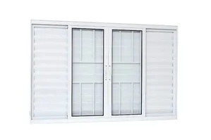 Janela de Alumínio Veneziana 06 Folhas com Grade Linha20 Branca - 100x200