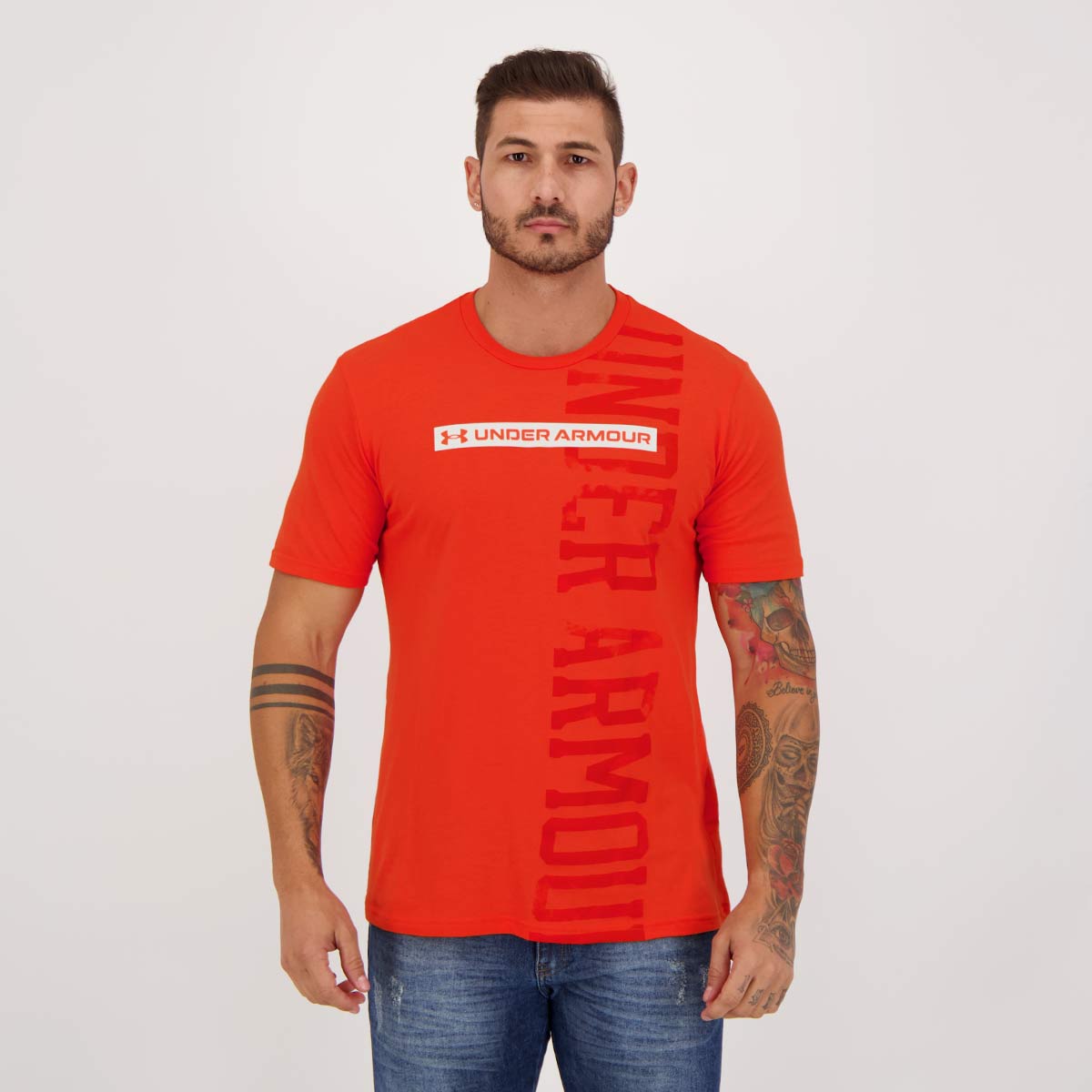 Camiseta Under Armour Vertical Sign Laranja