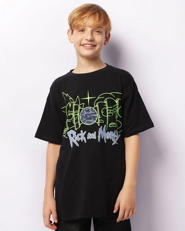Camiseta Juvenil Manga Curta Rick And Morty Preta 14
