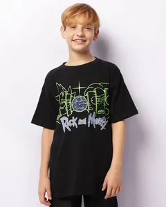 Camiseta Juvenil Manga Curta Rick And Morty Preta 14