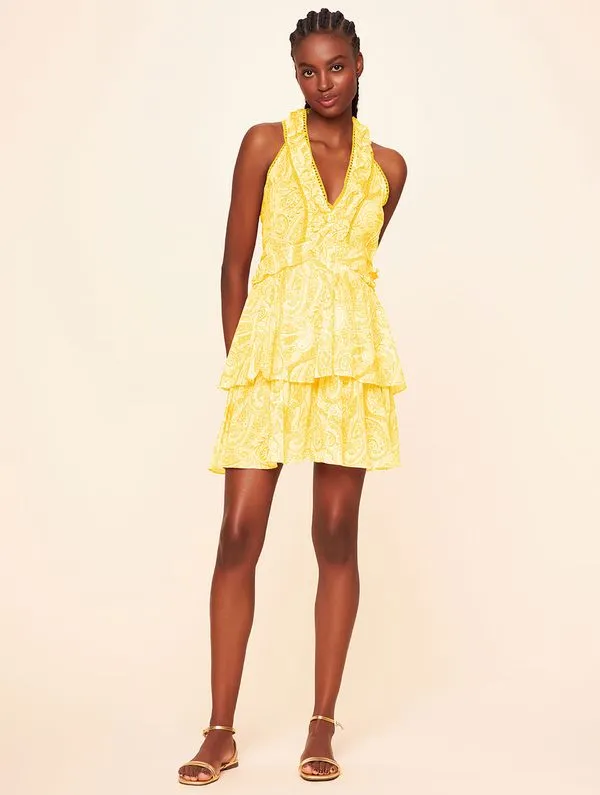 Vestido Com Babados Paradise AMARELO G
