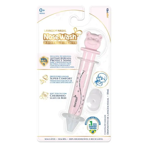 Dispositivo para Lavagem Nasal NoseWash Protect Sense Urso Rosa 10ml 1 unidade