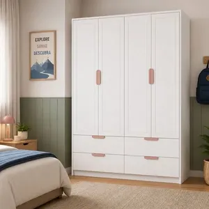 Armário para Quarto Infantil 4 Portas e 4 Gavetas Theo Neve / Renda