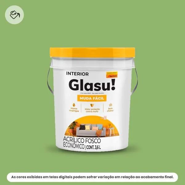 Tinta Acrílica Econômica Fosca Glasu Suvinil Balde 3,6L Muda Fácil Trevo Da Sorte (MP)