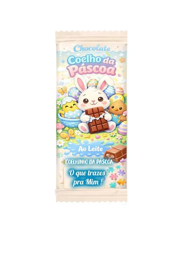 Kit 5 Adesivos de Páscoa para Autistas coelhinho para Barra de Chocolates - Faça você mesmo
