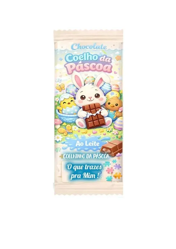 Kit 5 Adesivos de Páscoa para Autistas coelhinho para Barra de Chocolates - Faça você mesmo