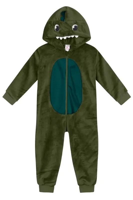 Pijama macacão unissex infantil peluciado Brandili -1