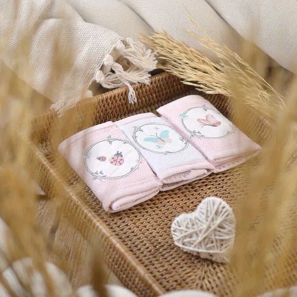 Kit Toalhinha de Boca com 3 Peças 30x30cm - 3826 Jardim de Borboletas