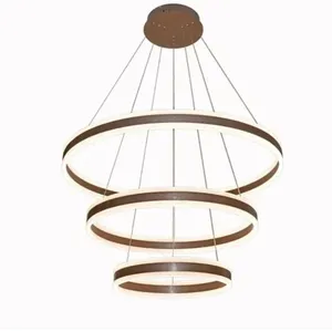 Pendente Dcd03003 3 Anéis 40-60-80CM 226W 3000K Luz Direta e Indireta Marrom Casa Chafariz Pendente Dcd03003 3 Anéis 226W 3000K Luz Direta e Indireta Marrom Casa Chafariz