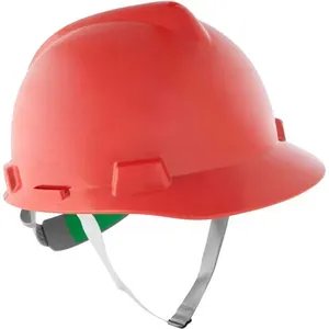 Capacete Aba Frontal Polietileno com Suspensão e Jugular de Tecido - MSA Capacete V-Gard azul vermelho - MAS