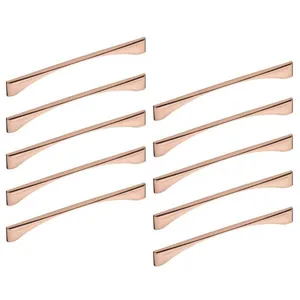 Kit 10 Puxadores Alça 192mm Zamac Rose Gold Luce para Móveis Cozinha Banheiro Quarto