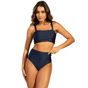 Biquíni Hot Pant Básico Vekyo Top Faixa Cintura Alta Moda Praia Feminina