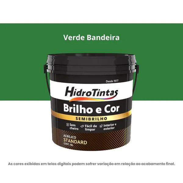 Tinta Acrílica Standard Semibrilho Hidrotintas 15L Brilho E Cor Verde Bandeira (MP)
