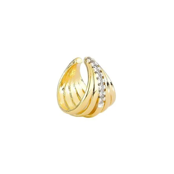 Piercing Fake Banhado A Ouro 18k Com Elegantes Zircônias