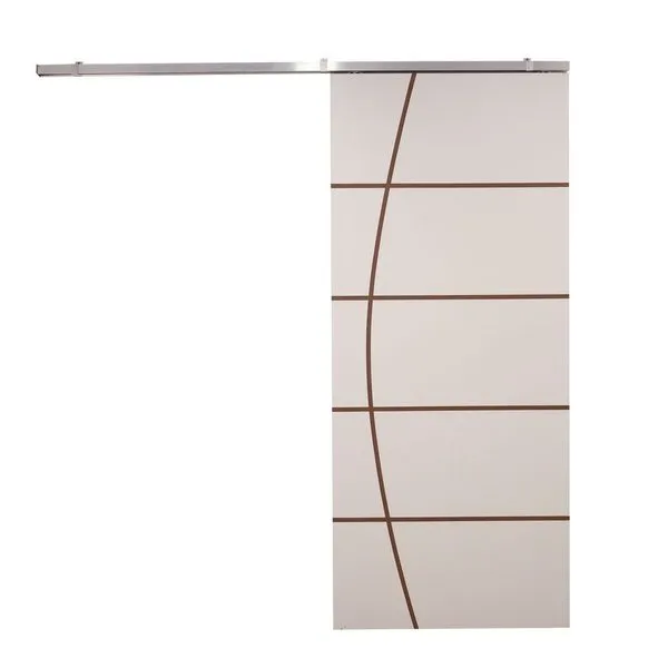 Porta De Correr Branco Prime Frisada Kit Alumínio F01 - 210x80