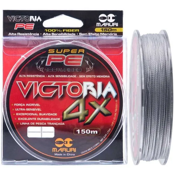 Linha Multifilamento Victoria 4x Super Pe 65lb 0,50mm Cinza 150m