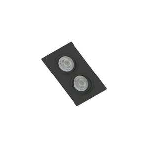 Spot De Embutir Plano Save Energy Para 2 Lâmpadas Mr16 Gu10 Bivolt Preto