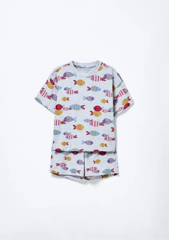 Pijama Infantil Menina Box Estampado - Cinza 004