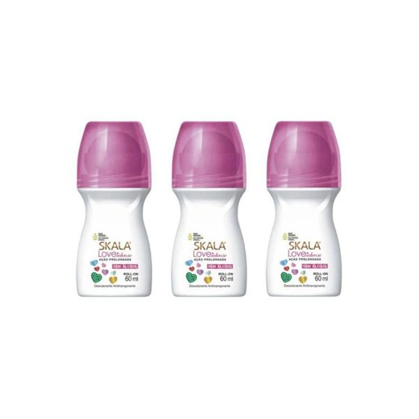 Kit c/3 Unidades de Skala Desodorante Roll-On 60ml Love Intense