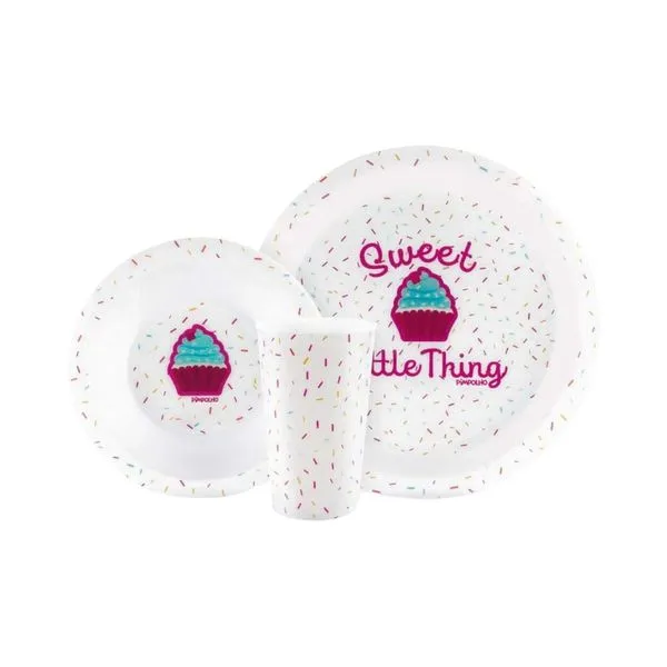 KIT ALIMENTACAO 3 PECAS BRANCO/CUPCAKE - PIMPOLHO