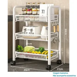 Carrinho Organizador Mensgi Garden 3 Prateleiras Branco T-BI