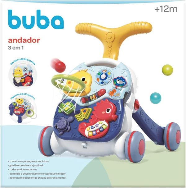 Brinquedo Educativo Buba Andador 3 Em 1 Colorido Único