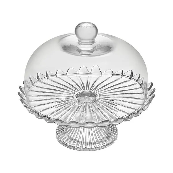 Boleirinha Pétalas de Jasmin Com Pé de Vidro Transparente 23x24cm - Vitazza