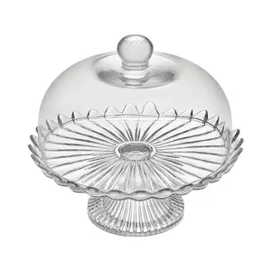 Boleirinha Pétalas de Jasmin Com Pé de Vidro Transparente 23x24cm - Vitazza