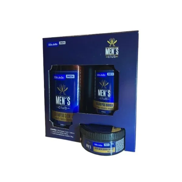 Kit Mens Club São João Shampoo 240ml + Loção Pós Barba 120ml + Cera Modeladora 90g KIT MENS CLUB SH 240ML+LC BARBA 120ML+MA