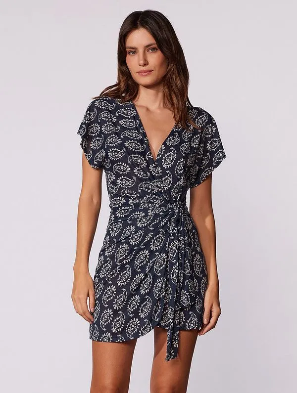 Vestido Curto Estampado Costa Azul MARINHO G