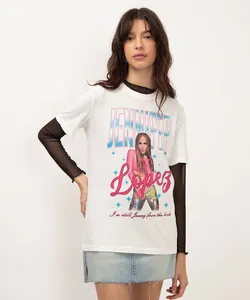 camiseta de algodão jennifer lopez off white P