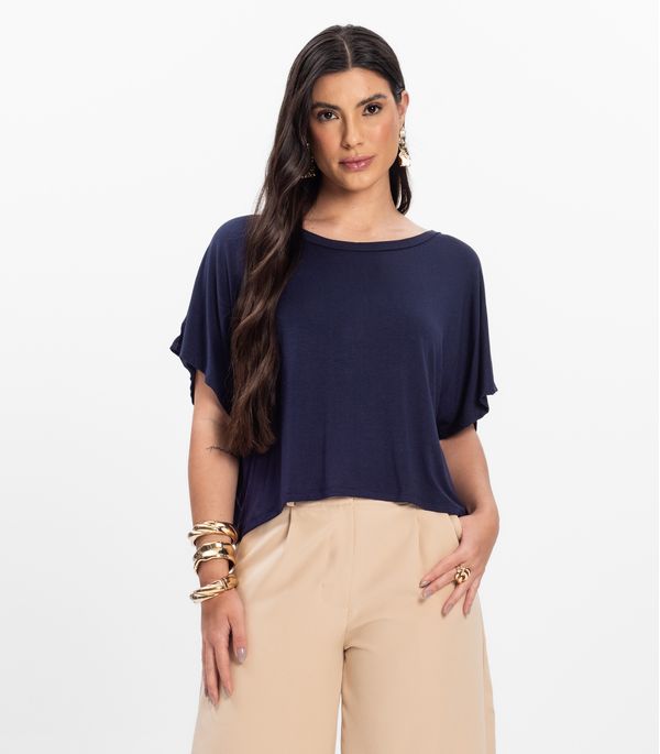 Blusa Feminina com Manga Morcego Rovitex Azul G