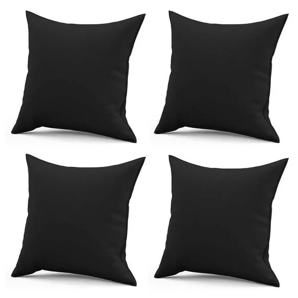 Kit 04 Capa De Almofada Decorativa Quadrada Lih 45x45cm Luxo Suede Preto