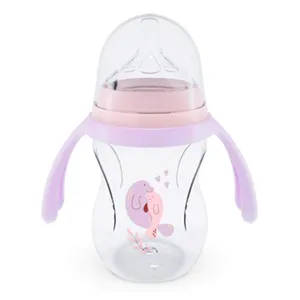 Mamadeira Lolly Kinddy Nature com Alça 2m+ Rosa 250ml