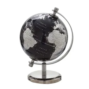 Globo Decorativo Base Metal Preto E Prata