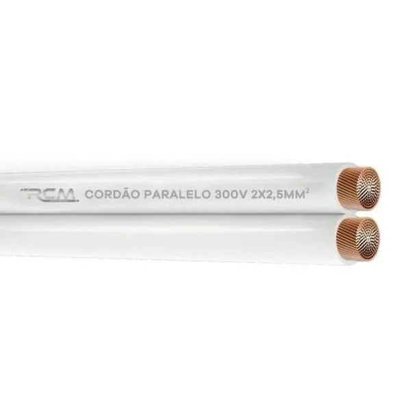 Fio Paralelo 300V 2 X 2,5mm Rolo 500m Branco para Instalação Residencial e Industrial RCM Cabos Elétricos Fio Paralelo 300V 2 X 2,5mm Rolo 500m Branco para Instalação Residencial RCM Cabos Elétricos