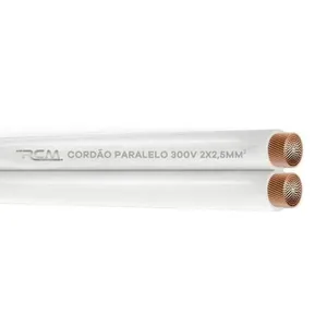Fio Paralelo 300V 2 X 2,5mm Rolo 500m Branco para Instalação Residencial e Industrial RCM Cabos Elétricos Fio Paralelo 300V 2 X 2,5mm Rolo 500m Branco para Instalação Residencial RCM Cabos Elétricos