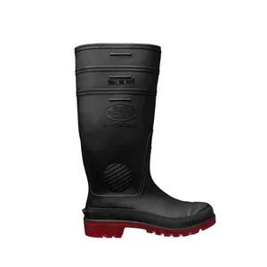 Bota de PVC Cano Longo Preta e Vermelha sem Forro CELPV 503 - CALFOR BOTA PVC EX/L SUPERMAX S/F PTA/VERM 43