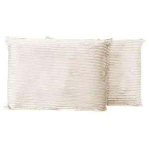 Par De Fronhas Em Manta Canelada 70cm X 50cm - Porta Travesseiro Mantinha Microfibra Cor Palha