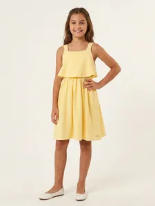 Vestido Texturizado Juvenil Para Menina- AMARELO 16