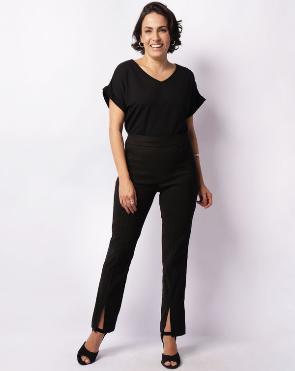 Calça Feminina Bengaline Com Recortes Preta M